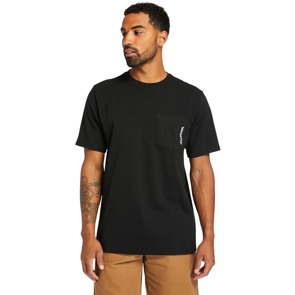 Timberland Mens T-Shirts PRO® Short Sleeve Base Plate Wicking - Black - India NT9638027